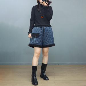 Flap Pocket Drawstring Waist Quilted Shorts