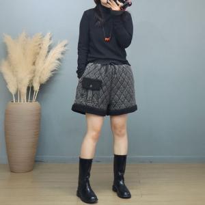 Flap Pocket Drawstring Waist Quilted Shorts