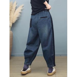 Corduroy Patchwork Baggy Stone Wash Jeans