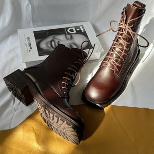 British Styles Low Heels Combat Boots