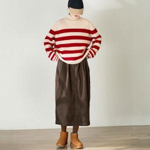 Preppy Style Corduroy High Rise Skirt