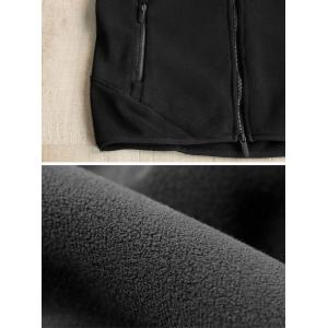 Front Zip Casual Polar Fleece Black Hoodie Jacket