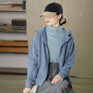 Sports Style Cotton Fleeced Hoodie Jacket for Women