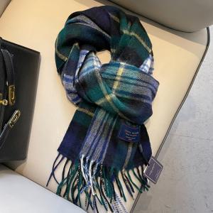 Contrast Colored Tassel Wool Tartan Scarf