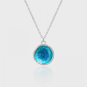 Blue Glazed Circular S925 Minimalist Necklace