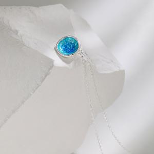 Blue Glazed Circular S925 Minimalist Necklace