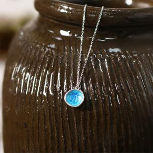 Blue Glazed Circular S925 Minimalist Necklace