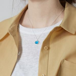 Blue Glazed Circular S925 Minimalist Necklace