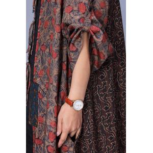 Ethnic Buttons Printed Slit Dress with Wide Leg Pants