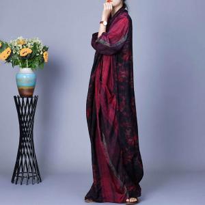 Contrast Color Purple Maxi Kimono Cross Dress