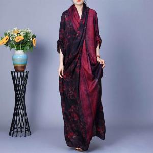 Contrast Color Purple Maxi Kimono Cross Dress