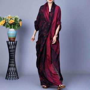 Contrast Color Purple Maxi Kimono Cross Dress