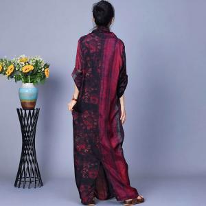 Contrast Color Purple Maxi Kimono Cross Dress