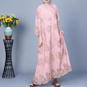 Slanted Beadings Crochet Lace Paisley Dress