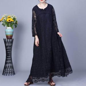 French Vintage Crochet Lace Elegant Dress