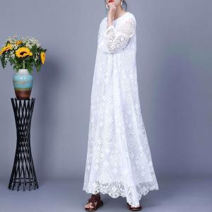 French Vintage Crochet Lace Elegant Dress