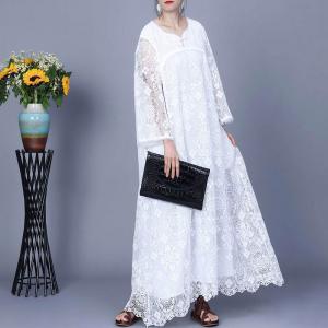 French Vintage Crochet Lace Elegant Dress