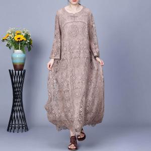 French Vintage Crochet Lace Elegant Dress