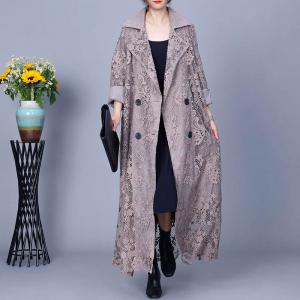 Business Elegant Crochet Lace Trench Coat