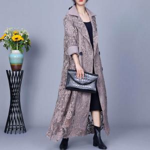 Business Elegant Crochet Lace Trench Coat