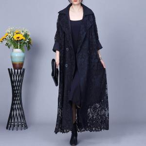 Business Elegant Crochet Lace Trench Coat