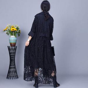 Business Elegant Crochet Lace Trench Coat