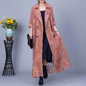 Business Elegant Crochet Lace Trench Coat