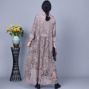 Business Elegant Crochet Lace Trench Coat