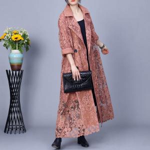 Business Elegant Crochet Lace Trench Coat