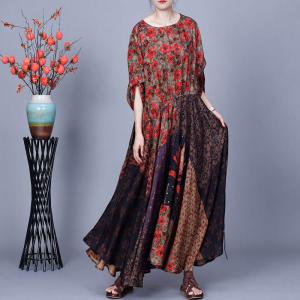 Flowers Asymmetrical Loose Empire Waist Dress