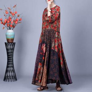 Flowers Asymmetrical Loose Empire Waist Dress