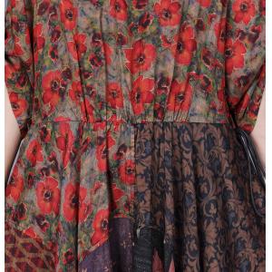 Flowers Asymmetrical Loose Empire Waist Dress