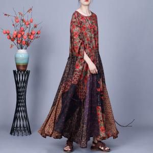 Flowers Asymmetrical Loose Empire Waist Dress