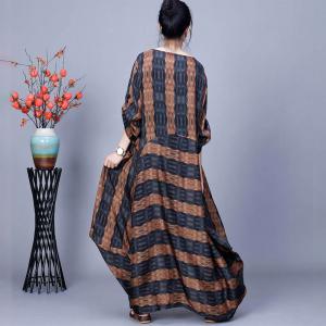 Patchwork Chunky Striped Silk Maxi Winery Dress