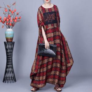 Patchwork Chunky Striped Silk Maxi Winery Dress