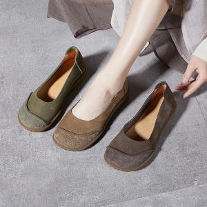 Casual Cozy Cowhide Slip on Work Shoes
