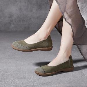 Casual Cozy Cowhide Slip on Work Shoes