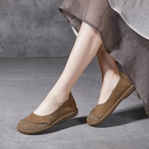 Casual Cozy Cowhide Slip on Work Shoes
