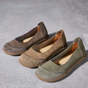 Casual Cozy Cowhide Slip on Work Shoes