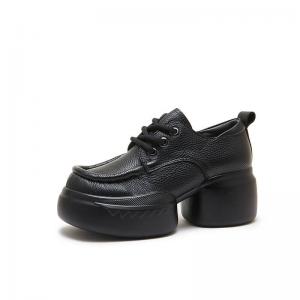 Grunge Fashion Leather Tied Platform Shoes