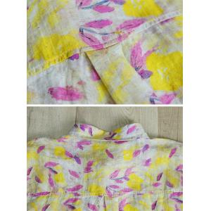 Pink and Yellow Printed Oversized Ramie Shirt