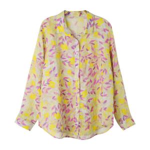 Pink and Yellow Printed Oversized Ramie Shirt