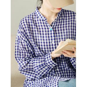 Mid-Calf Classic Blue Plaid BF Shirt