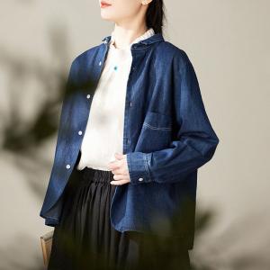 Cotton Linen Blue Oversized Chambray Shirt