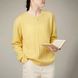 Cozy Crew Neck Sheep Wool Baby Yellow Sweater