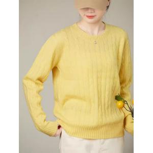 Cozy Crew Neck Sheep Wool Baby Yellow Sweater