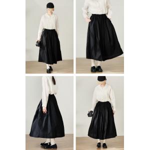 Easy Match Cotton Linen Black Maxi Skirt