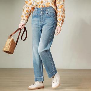 Straight Leg Light Wash High Rise Jeans