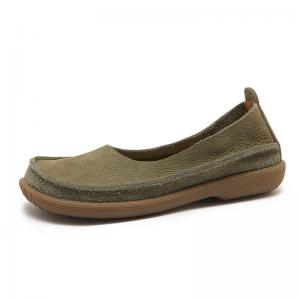 Round Toe Leather Slip-On Gardening Flats