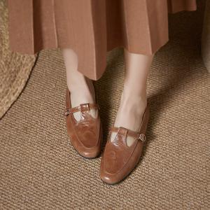 T-Strap Sheep Leather Classic Mary Jane Flat Shoes